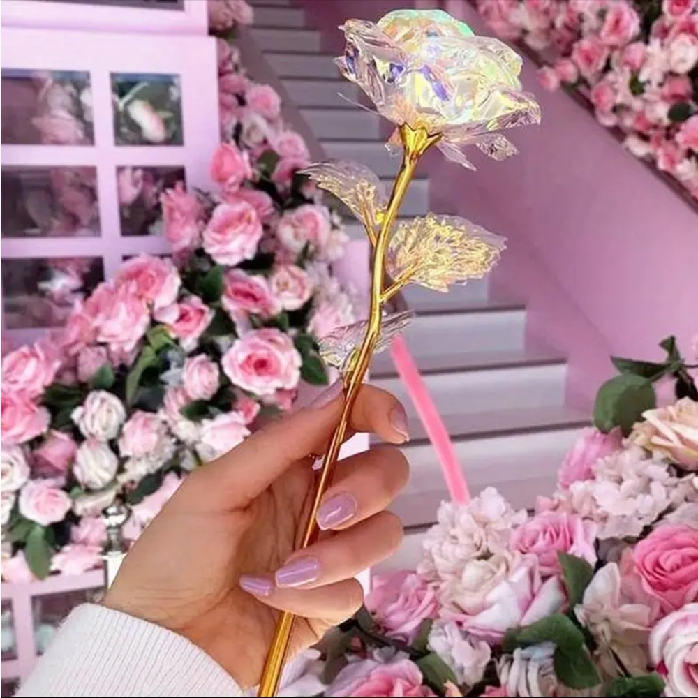 Artificial Crystal Golden Rose